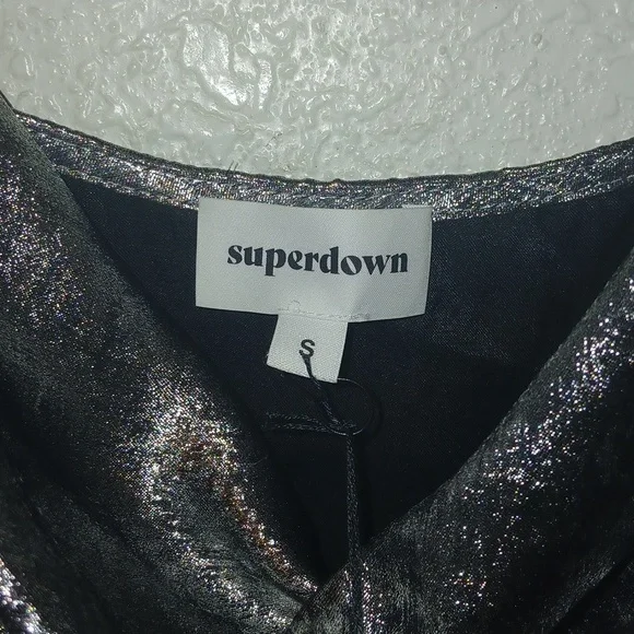 Superdown Shimmering Silver Slip Dress In gunmetal - Picture 2 of 6